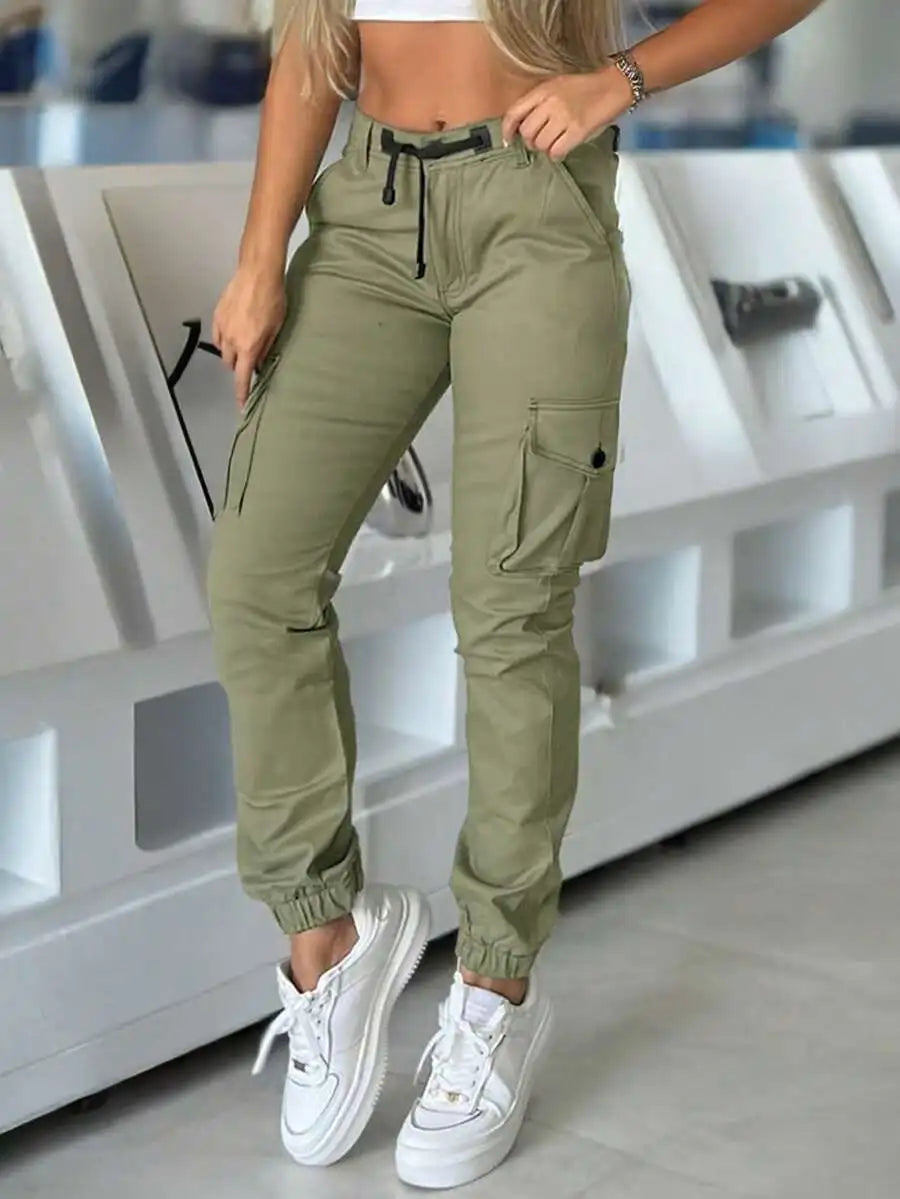 Slim Fit Cargo Pants With Pockets For Women