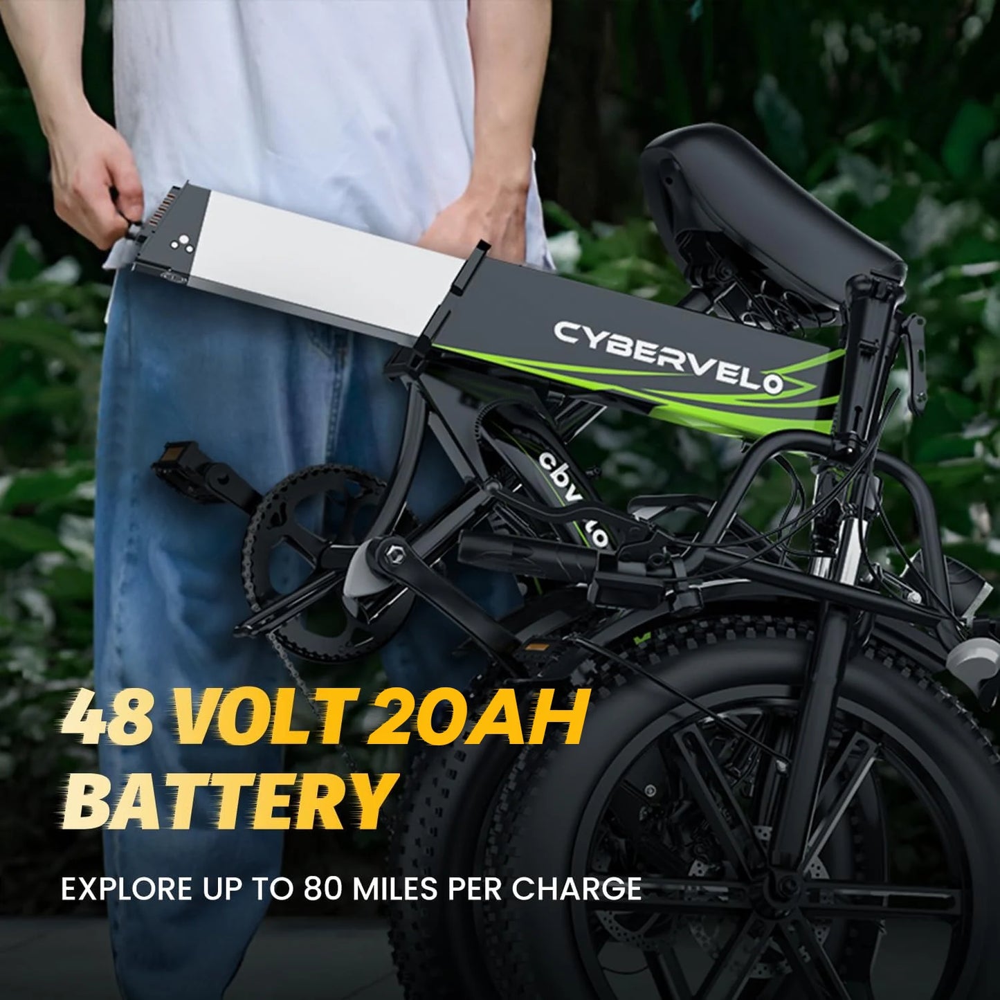 CYBERVELO 1000W Folding Fat Tire Electric Bike EK5 All Terrain