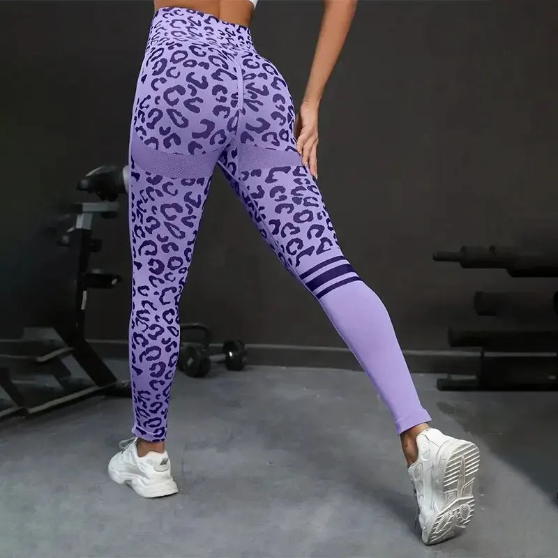 Leopard Print Seamless Quick Dry Yoga Pants With High Waist