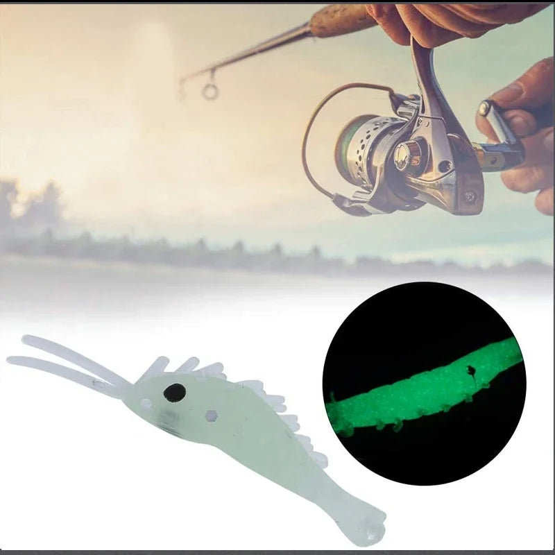Luminous Shrimp Soft Lure Bait Pack For Bass Crappie Fishing