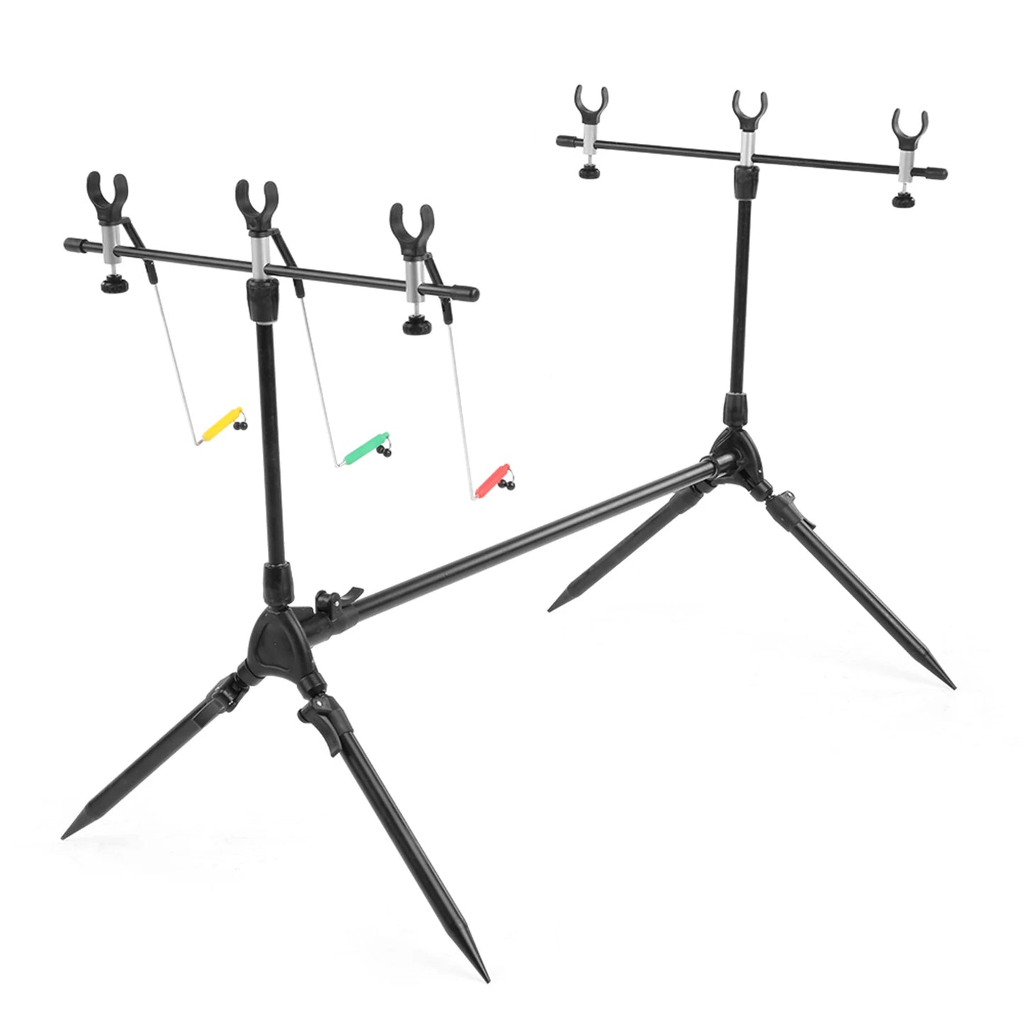 Adjustable Retractable Carp Rod Pod Stand With Bite Alarms And Swingers