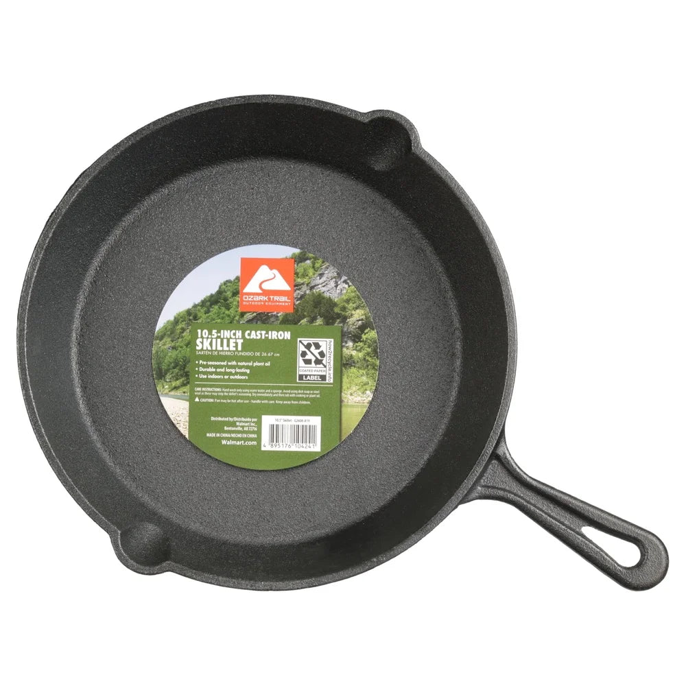 Pre-Seasoned Cast Iron Skillet for Versatile Cooking and Campfire Use