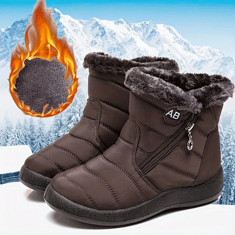 Women Mid-Calf Snow Boots With Zip Lining Plush Insole Warm