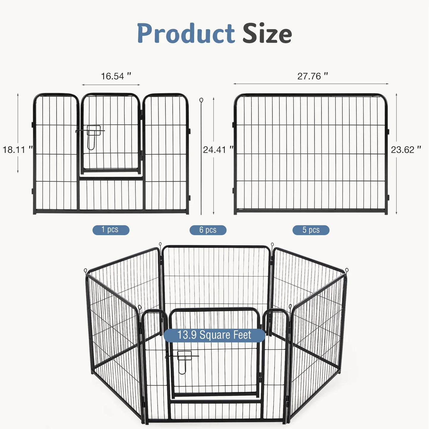 JHK Metal Dog Playpen Foldable Outdoor Pet Fence For Yard