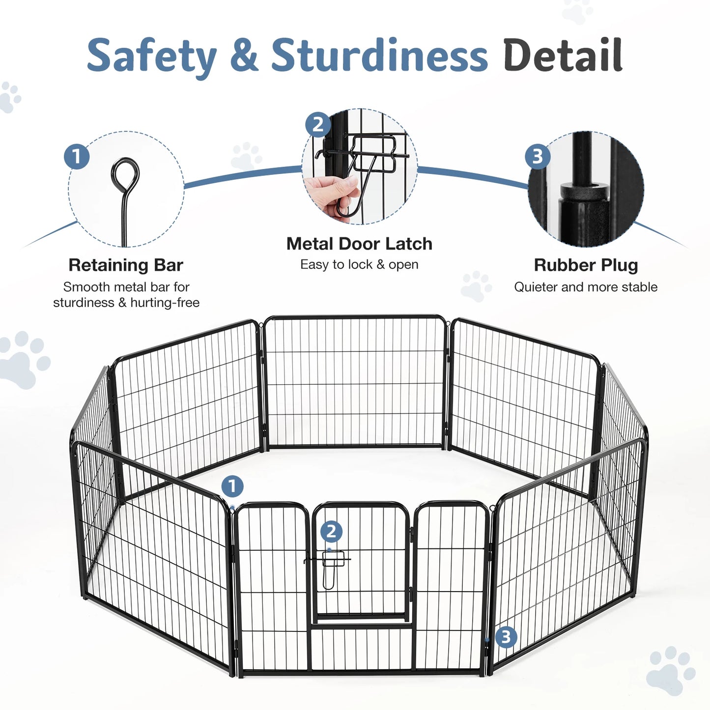 JHK Metal Eight Panel Dog Playpen Pet Fence for Yard