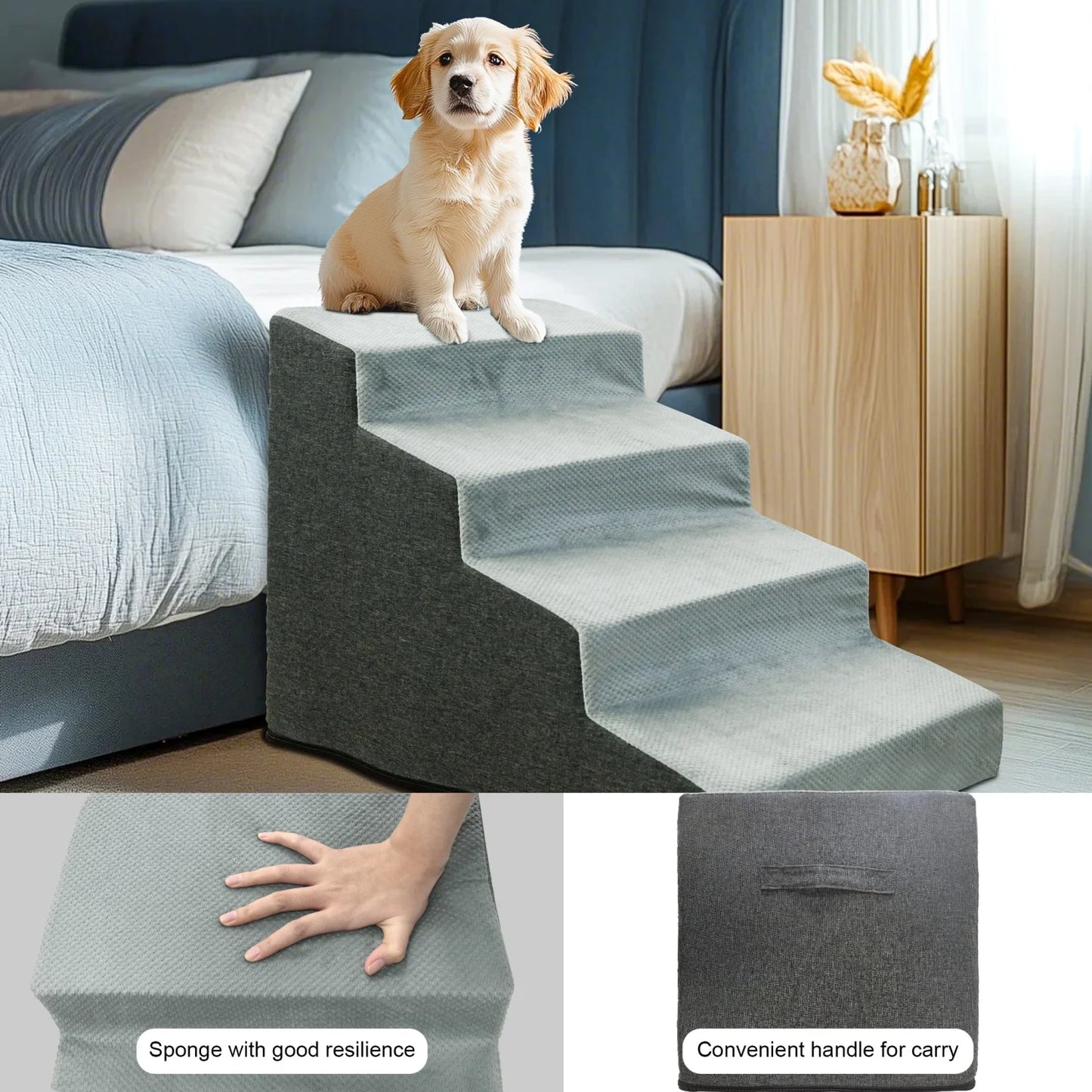 Dog Steps Non-Slip Ramp With Washable Cover For Couch