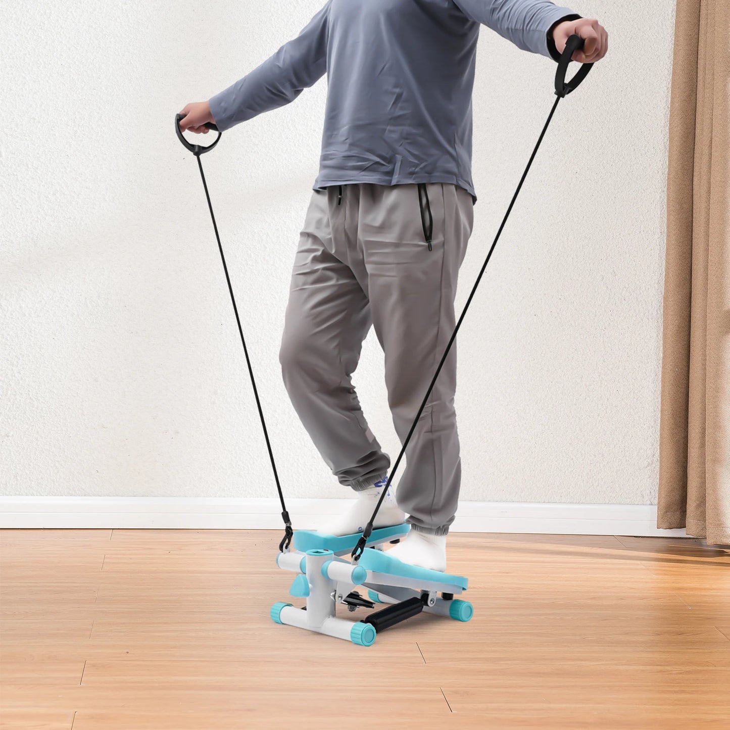 Twist Stepper Mini Exercise Machine With Resistance Bands And LED Screen