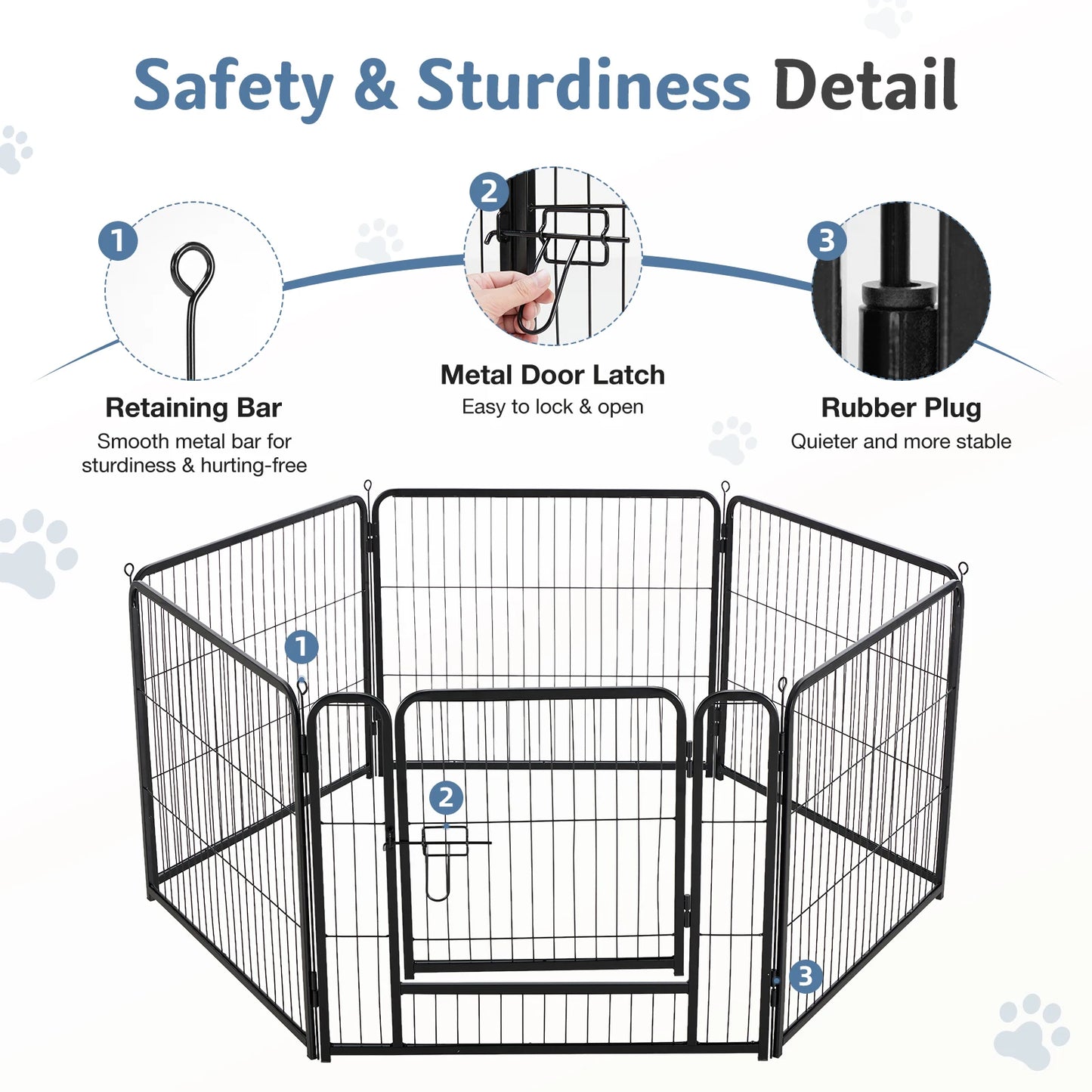 JHK Metal Dog Playpen Foldable Outdoor Pet Fence For Yard