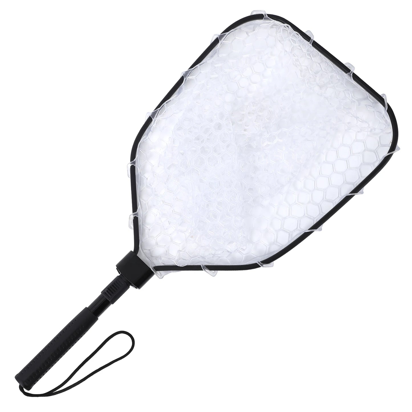 HiMISS Foldable Trout Fly Fishing Net With Handle Soft Rubber