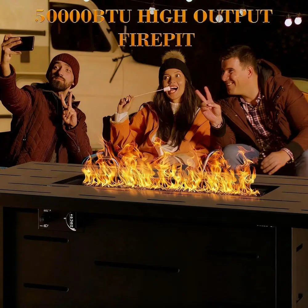Outdoor Patio Fire Pit Table 50,000 BTU Propane Steel Smokeless Flame