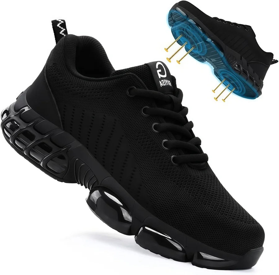 Men's Steel Toe Work Boots Breathable Lightweight Safety Shoes