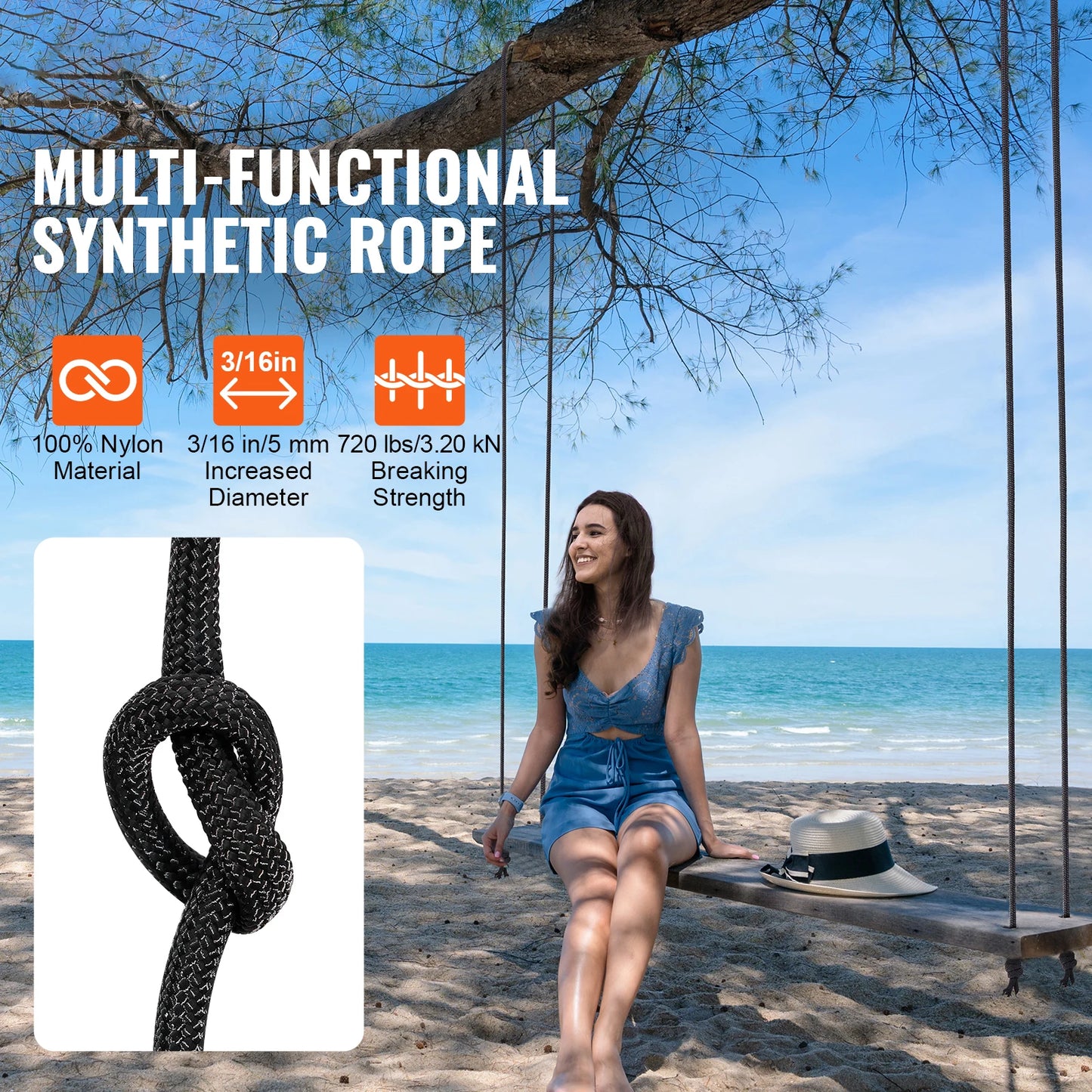 SucceBuy Nylon Cord Multi-Purpose Rope for Outdoor and Emergency