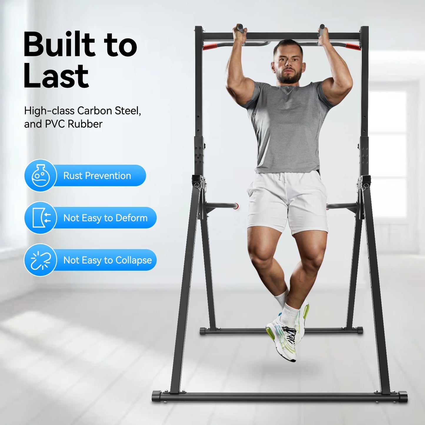 Adjustable Pull Up Bar Foldable Gym Station With Parallel Bars