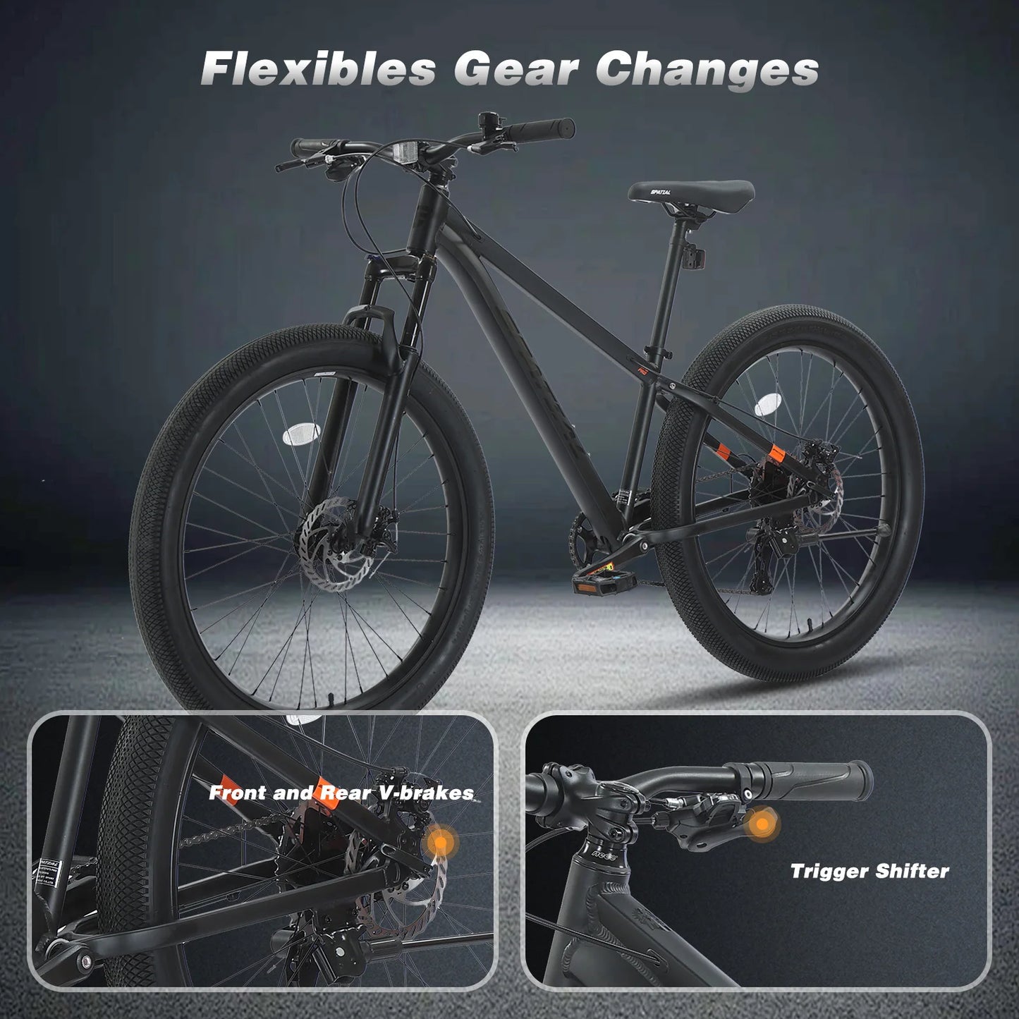 Spatial All-Terrain Fat Tire Mountain Bike 9-Speed Aluminum Disc Brakes