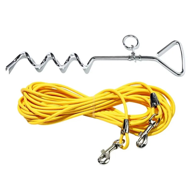 Dog Tie Out Cable With Ground Stake For Outdoor Dogs