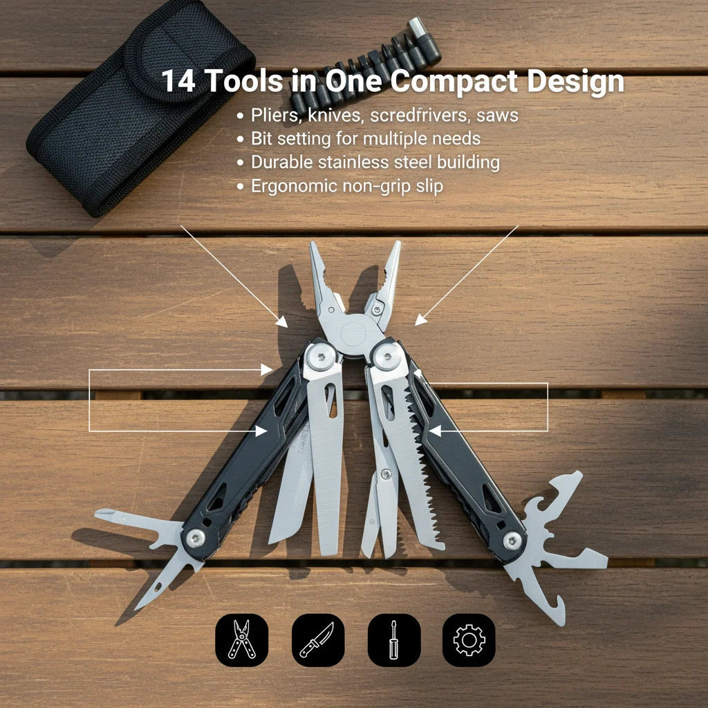Multitool Pliers Stainless Steel Survival Tool For Camping Fishing Hiking