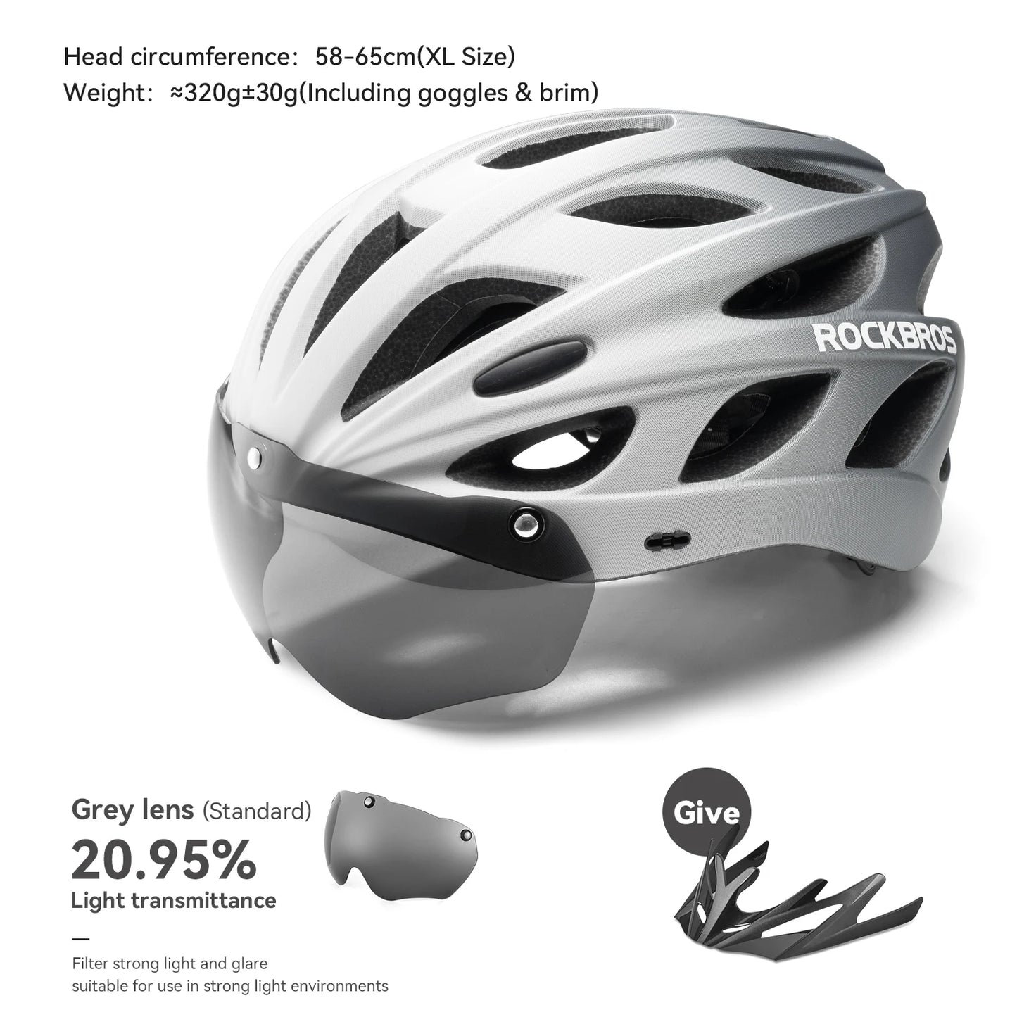 ROCKBROS Cycling Helmet Lightweight Integrated Helmet With Goggles