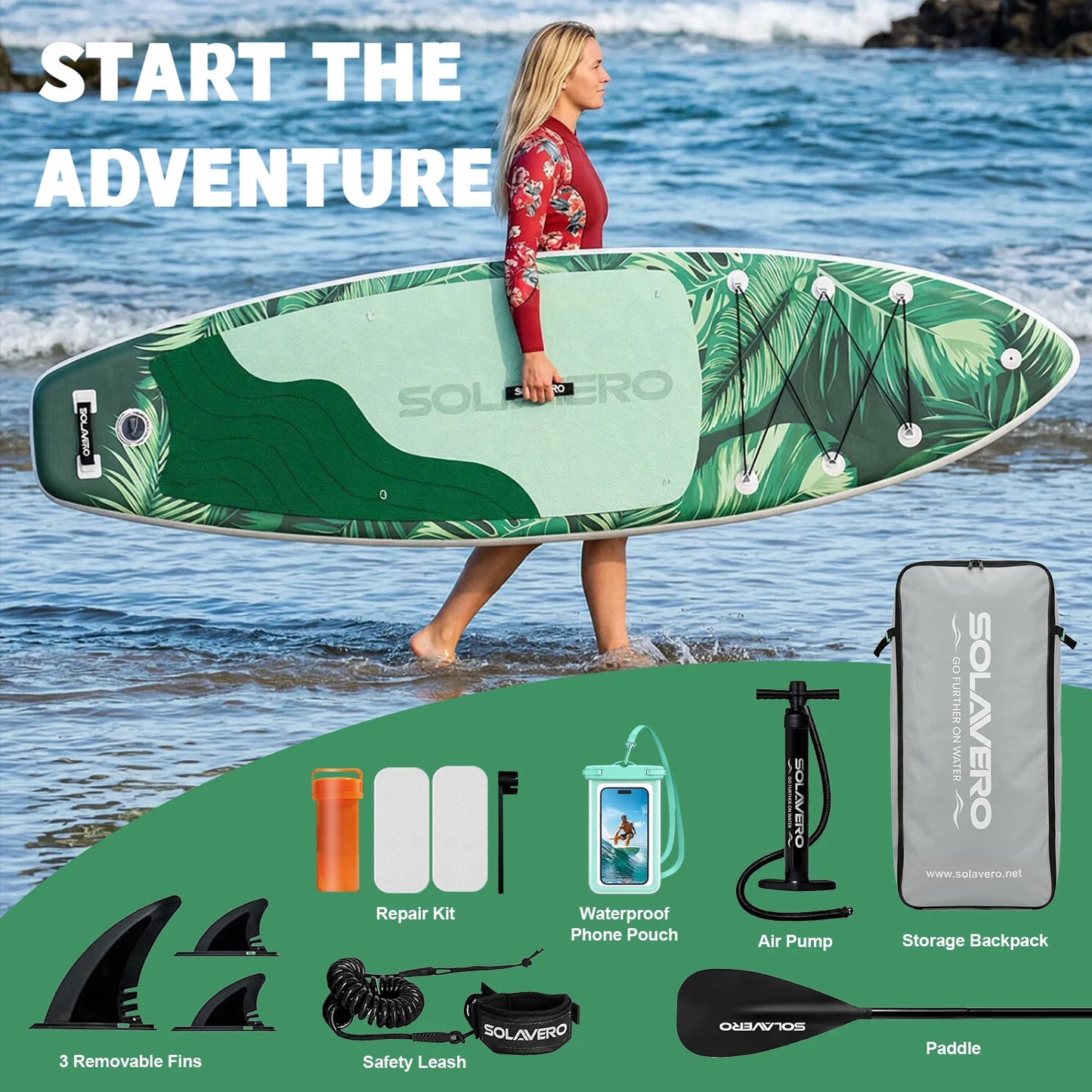 Inflatable SUP Board With Accessories And Adjustable Paddle