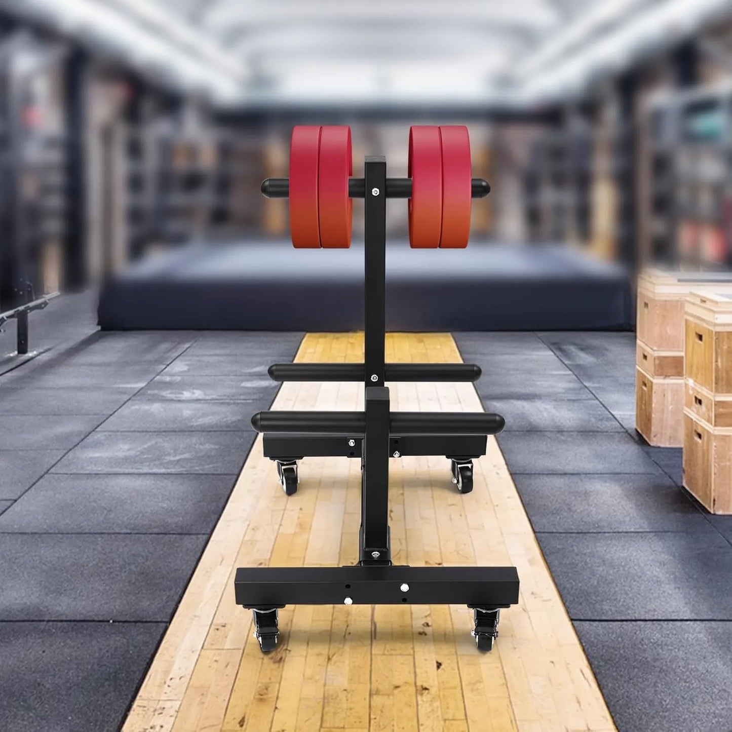 Q235 Steel Dumbbell Rack With Wheels, Double Column, 500kg Capacity
