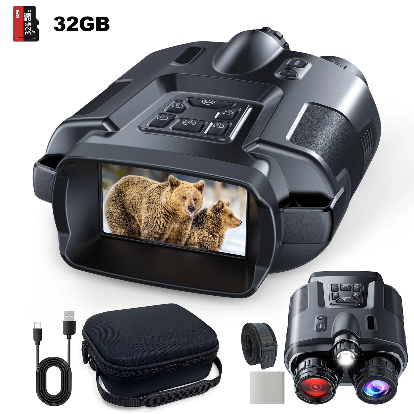USB Rechargeable 4K Night Vision Binoculars 8x Digital Zoom