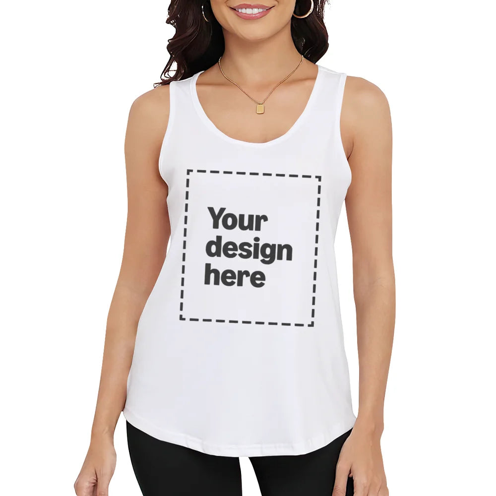 Custom Photo Logo Tank Top for Women, Personalized Sleeveless Shirt