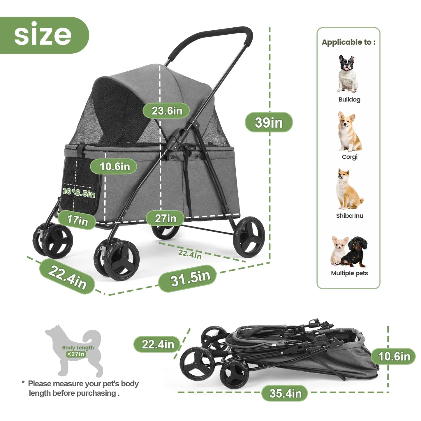Wedyvko Luxury Pet Stroller With Brakes