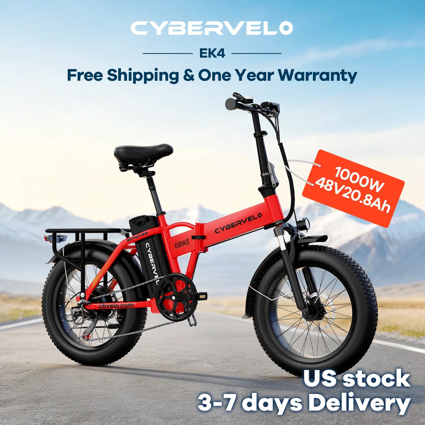 CYBERVELO EK4 Folding Electric Bike For Adults With Fat Tire