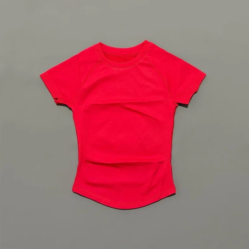 Women Running Short Sleeve Top Breathable Gym Yoga Fitness Shirt
