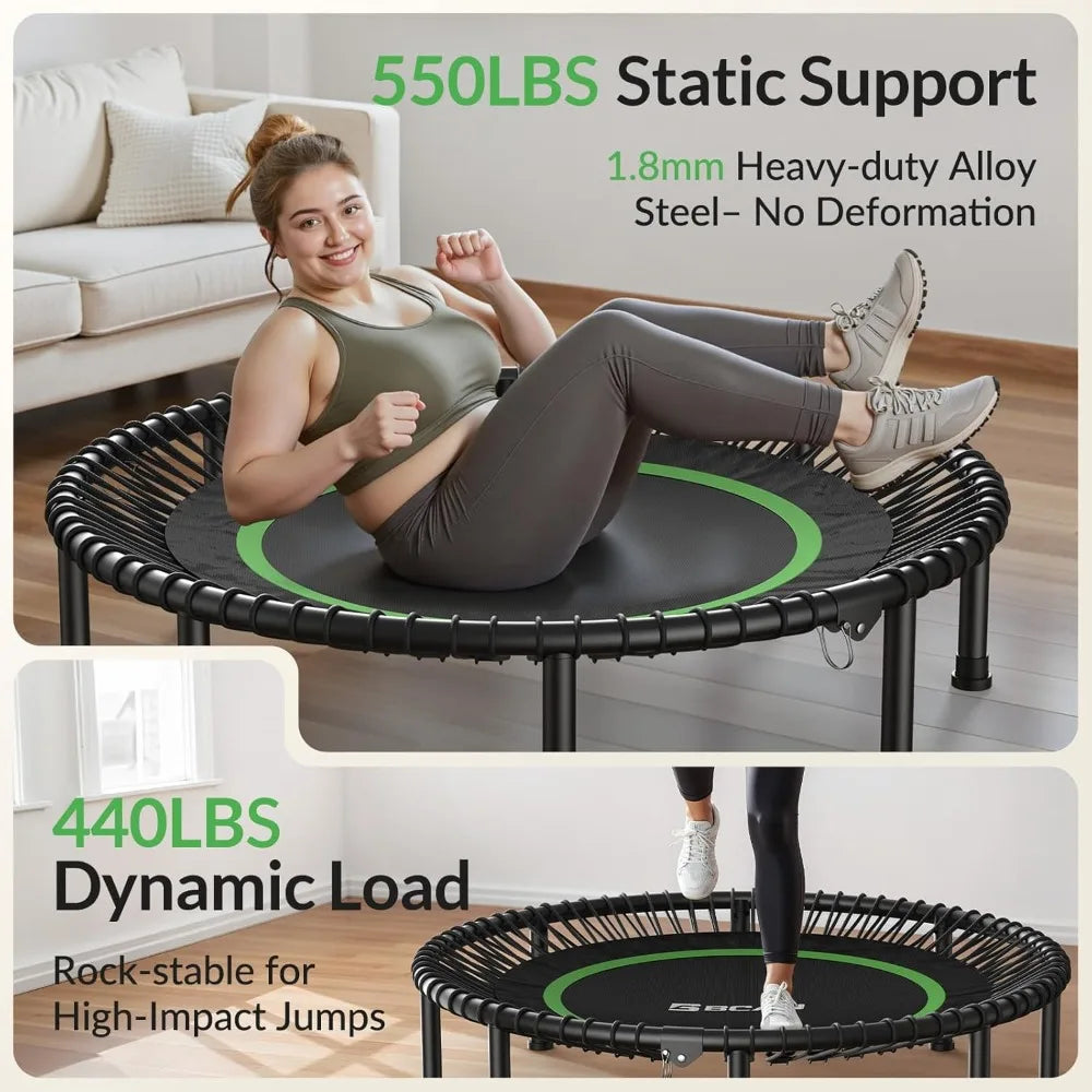 BCAN 450LBS To 550LBS Foldable Mini Trampoline For Fitness