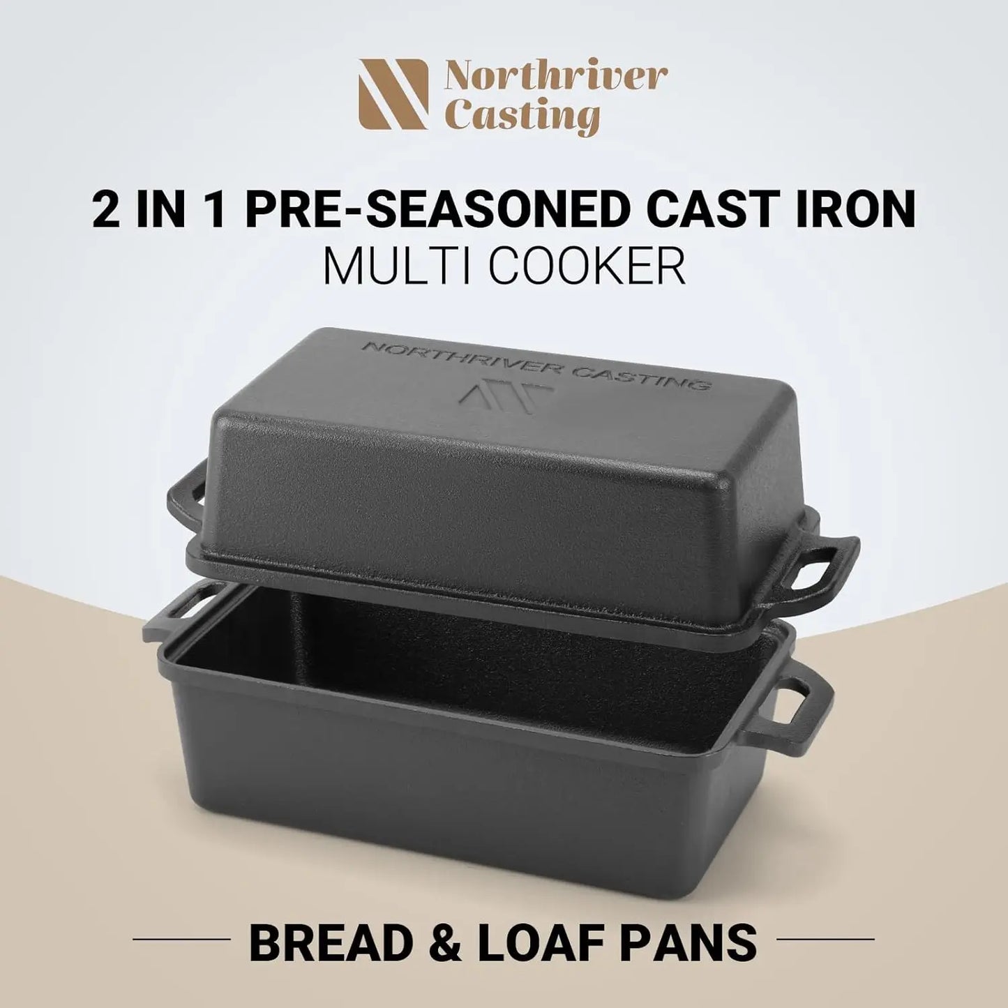 Cast Iron Loaf Pan With Lid For Even Baking Bread Cake Meatloaf