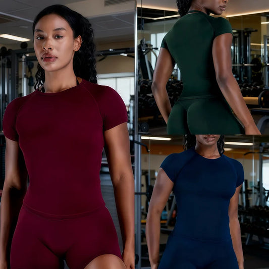 Women Running Short Sleeve Top Breathable Gym Yoga Fitness Shirt