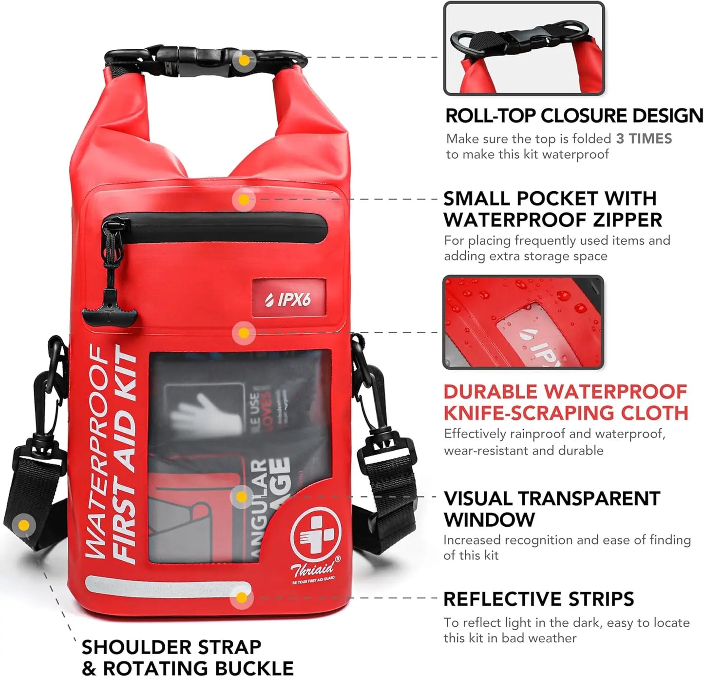 Outdoor Waterproof First Aid Kit With Reflective Dry Bag