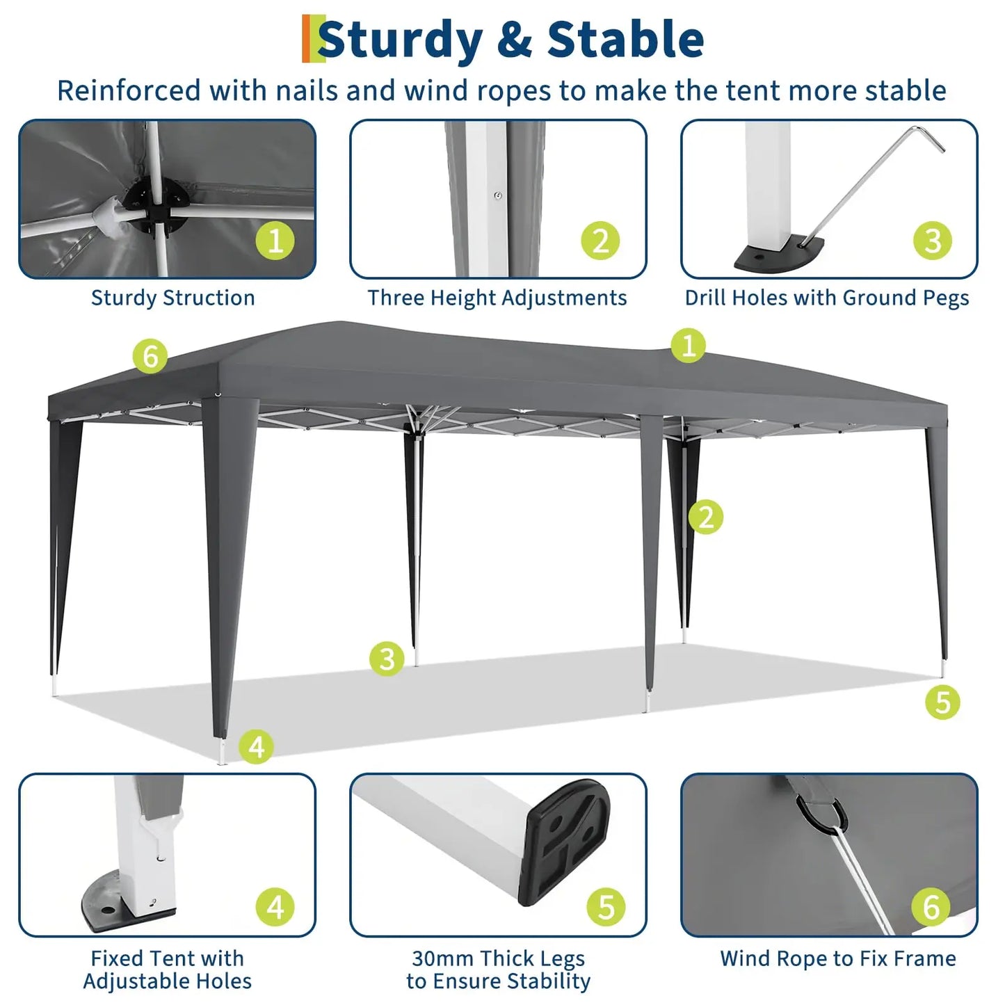 HiMISS Heavy Duty Pop Up Canopy With Six Removable Sidewalls