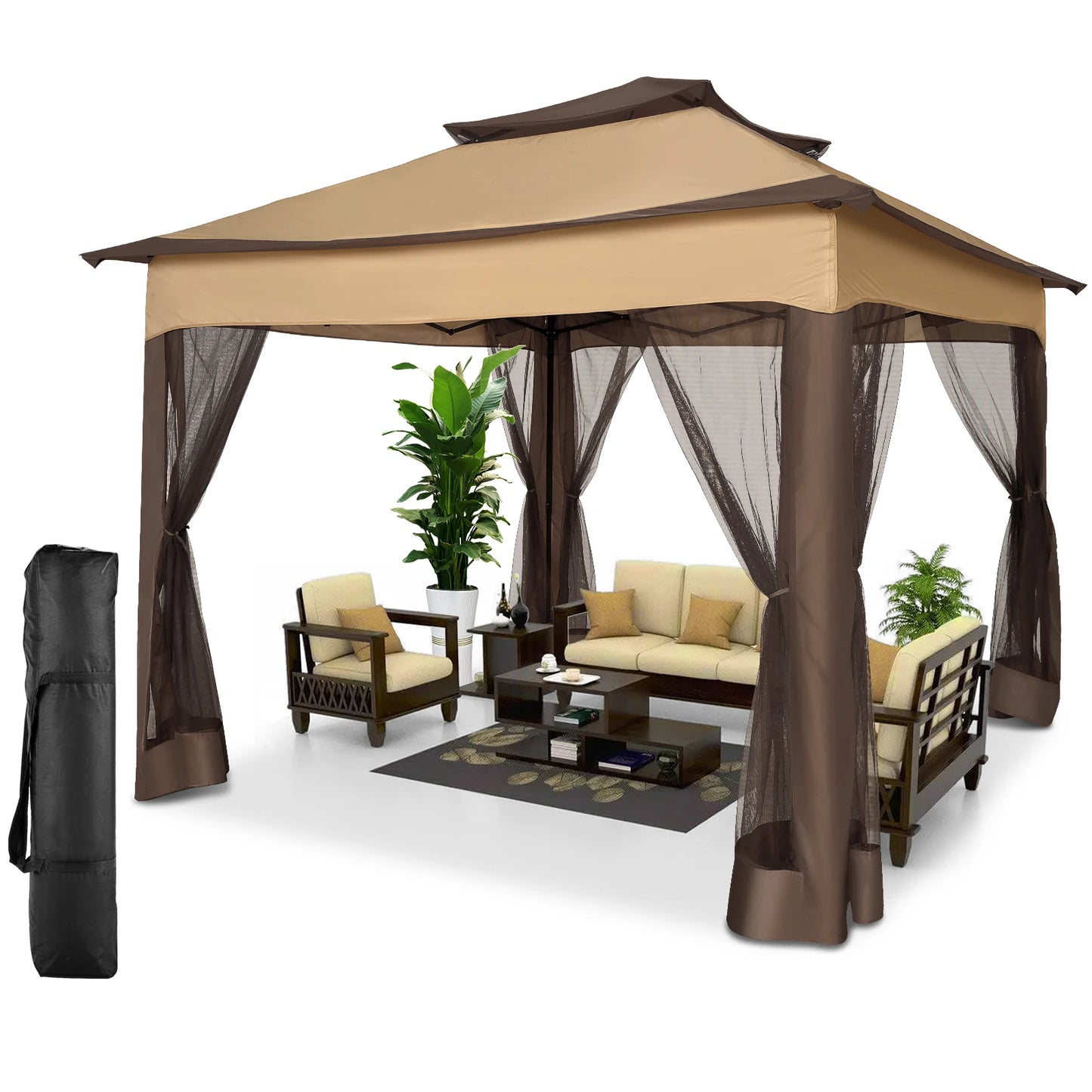 COBIZI Gazebo With Mosquito Netting And Ventilated Roof
