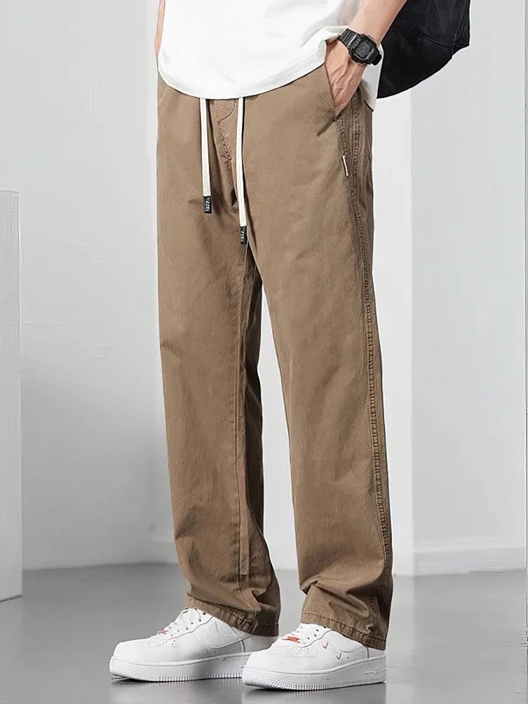 Nevettle Men Cargo Pants Wide Leg Drawstring Trousers
