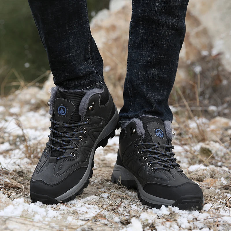 Senlongbaocn Winter Men's Boots Waterproof Leather Snow Boots