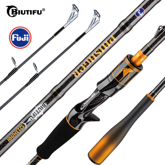 BIUTIFU Spinning Casting Rod Fuji Guide 2 Section Carbon