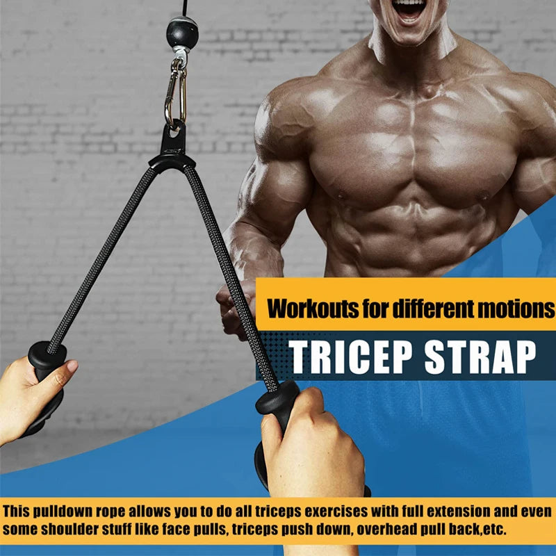Heavy Duty Tricep Rope And Lat Handle Set For Home Gym Cable Attachments