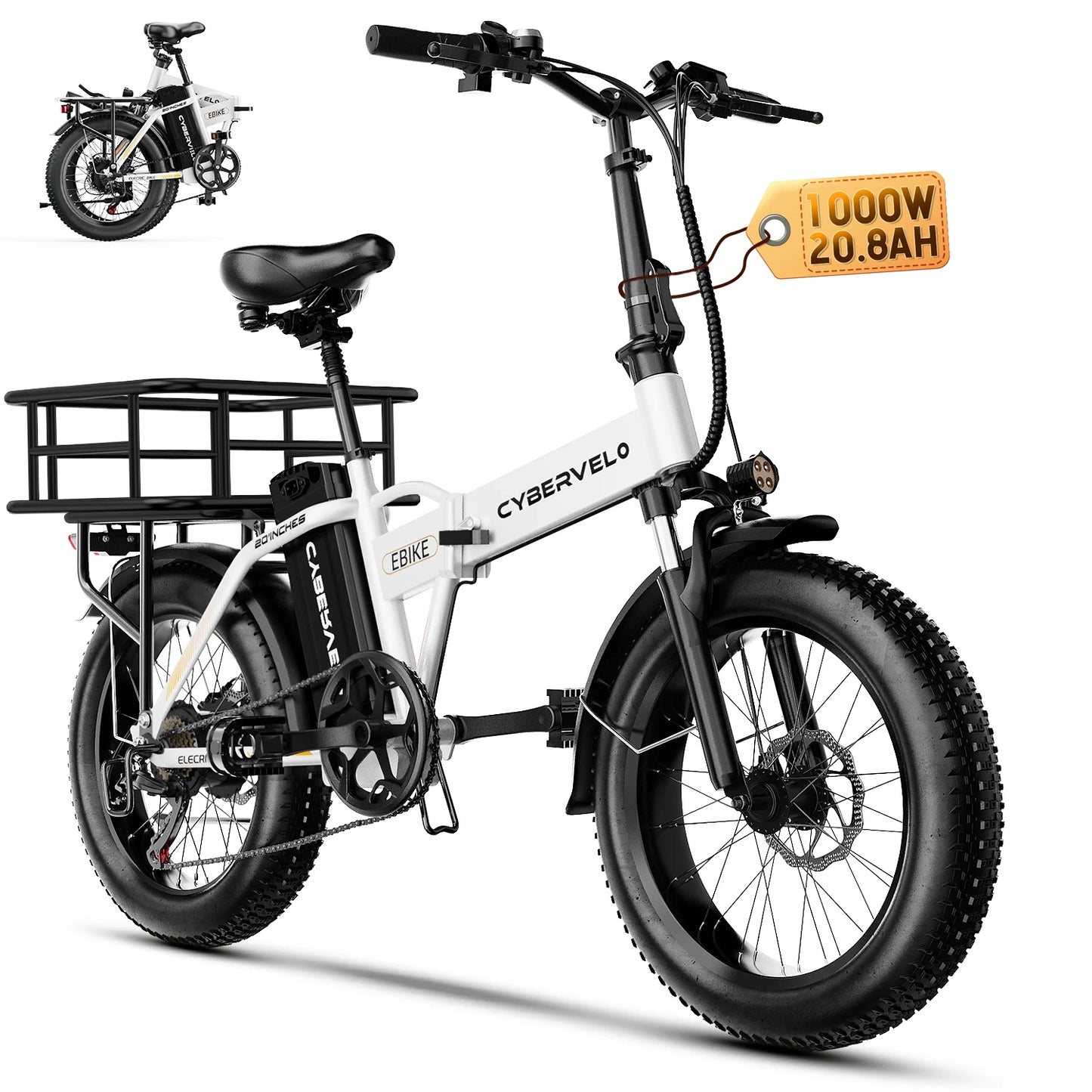 CYBERVELO EK4 Folding Electric Bike For Adults With Fat Tire