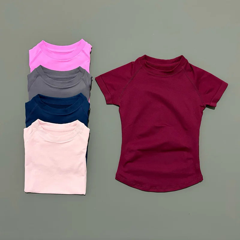 Women Running Short Sleeve Top Breathable Gym Yoga Fitness Shirt