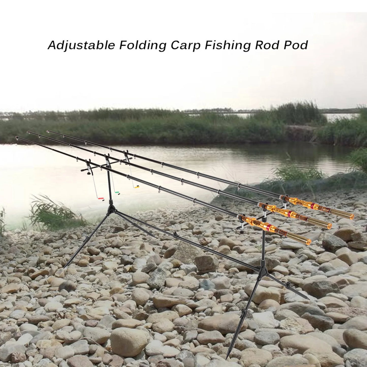Adjustable Retractable Carp Rod Pod Stand With Bite Alarms And Swingers
