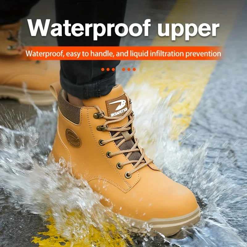 Men's Puncture-Proof Steel Toe Boots, Oil and Slip-Resistant