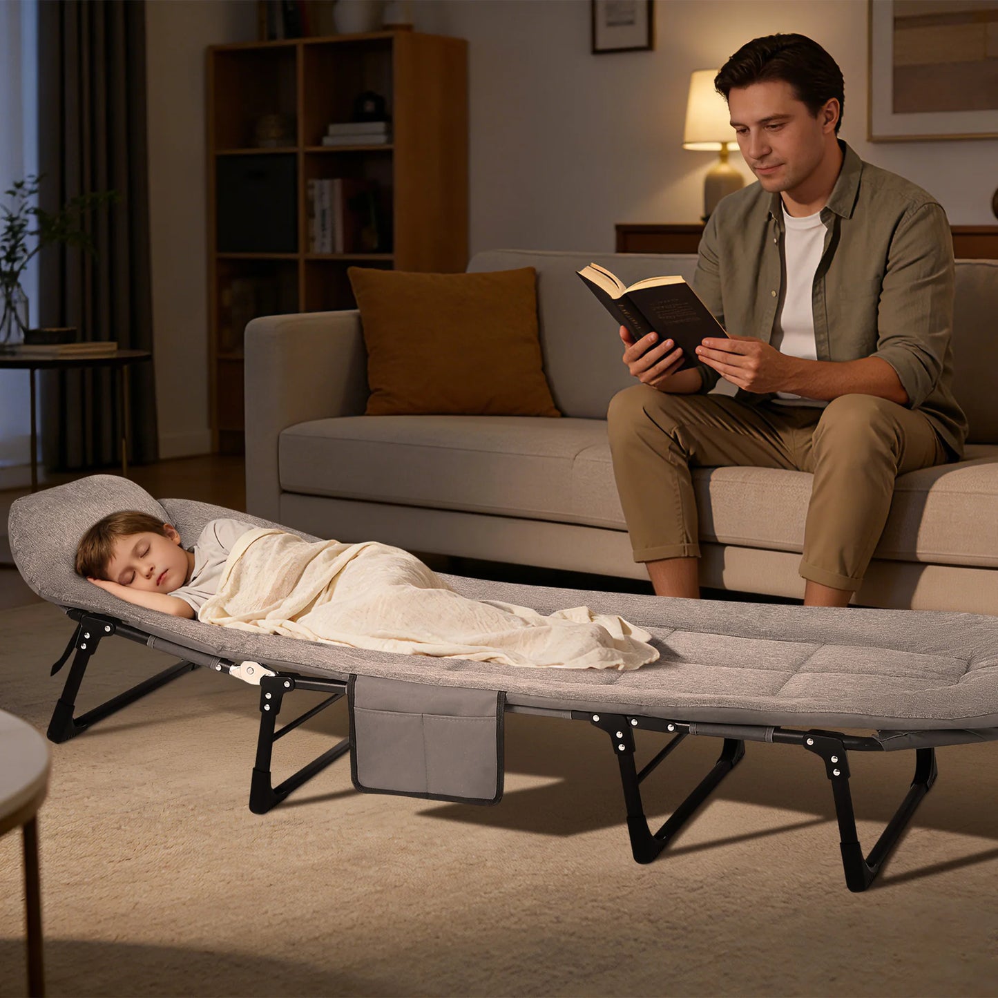 TWISTER.CK Portable Folding Bed With Cushion And Pillow For Camping