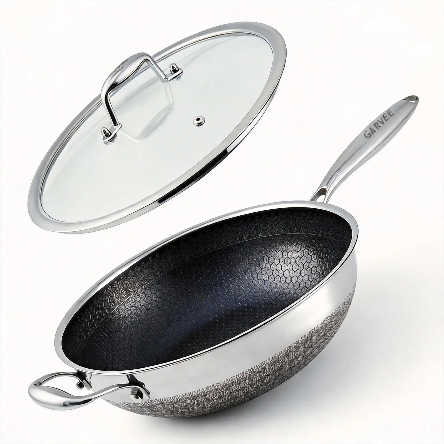 HiMISS Stainless Steel Wok Pan With Lid