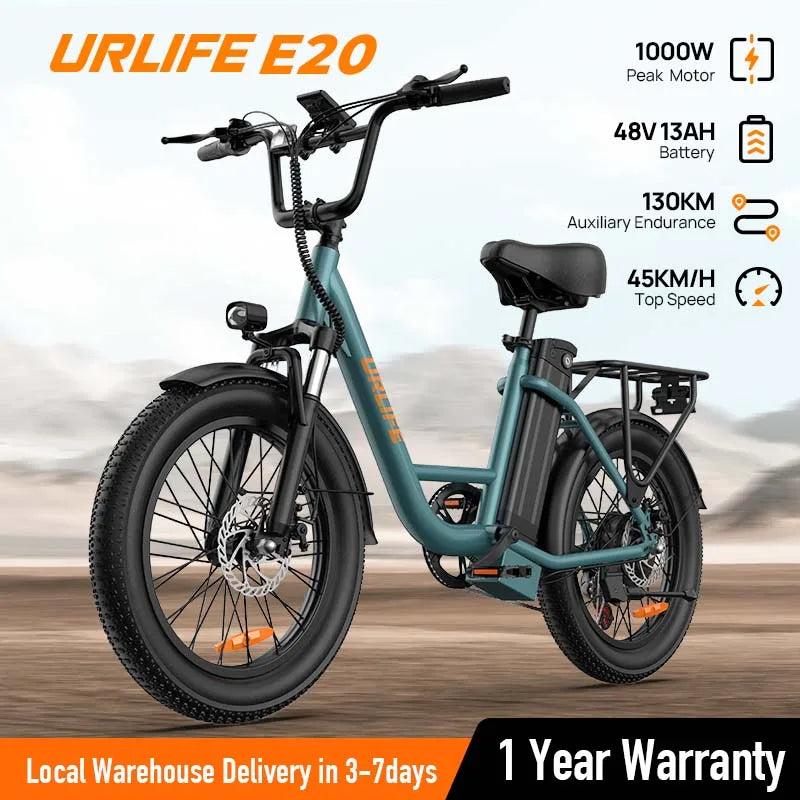 URLIFE 1000W E20 Electric Bike 28 MPH 48V 13Ah Battery