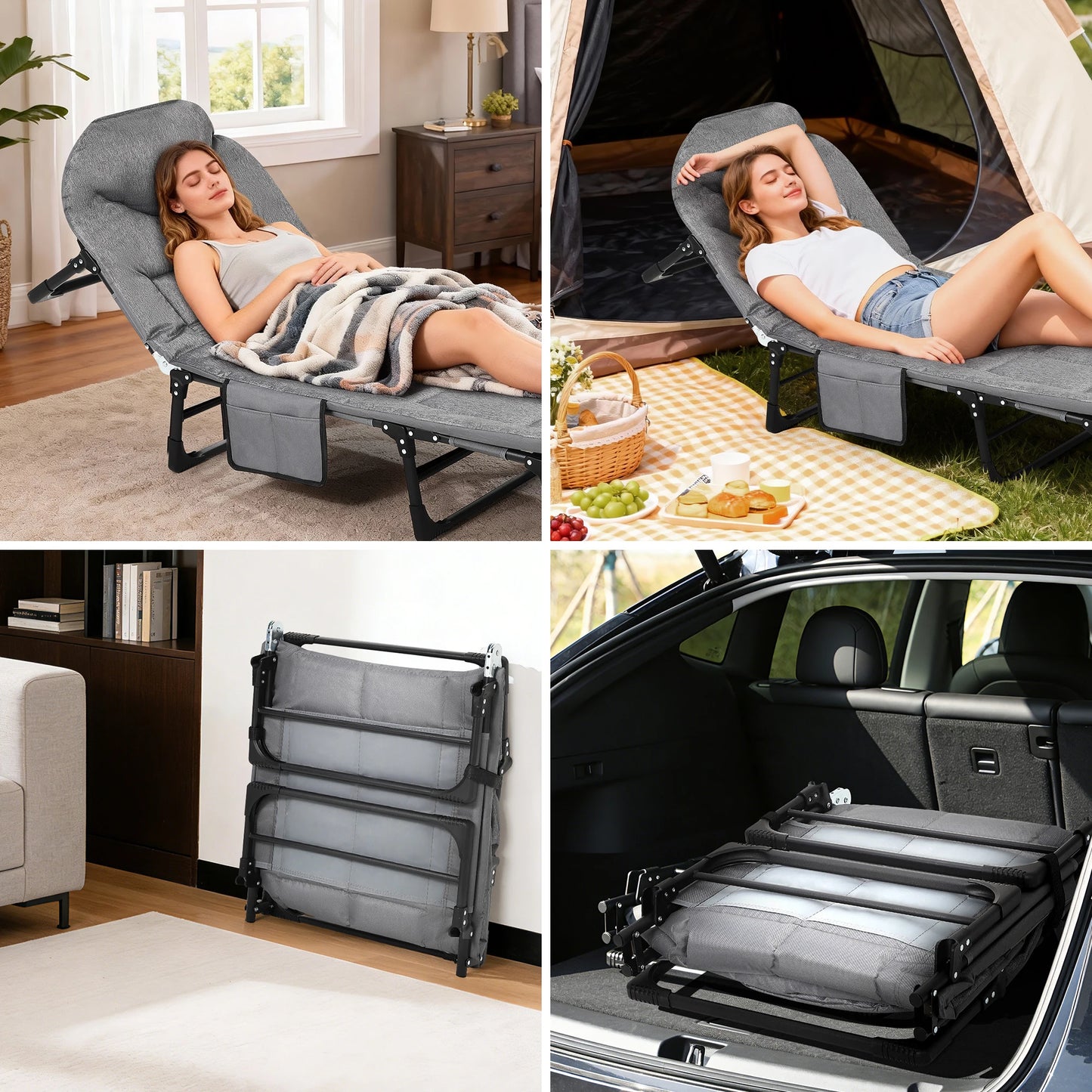 TWISTER.CK Portable Folding Bed With Cushion And Pillow For Camping