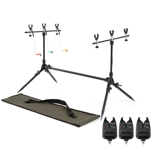 Adjustable Retractable Carp Rod Pod Stand With Bite Alarms And Swingers