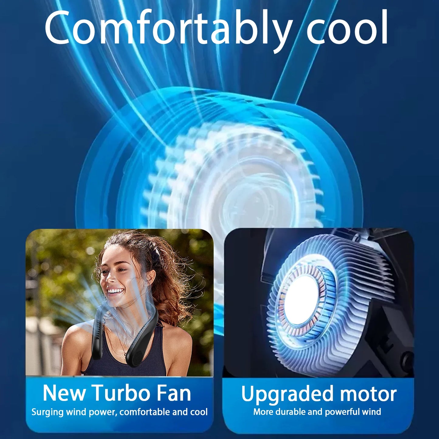 Portable Neck Fan Rechargeable USB Bladeless Hands Free Cooling