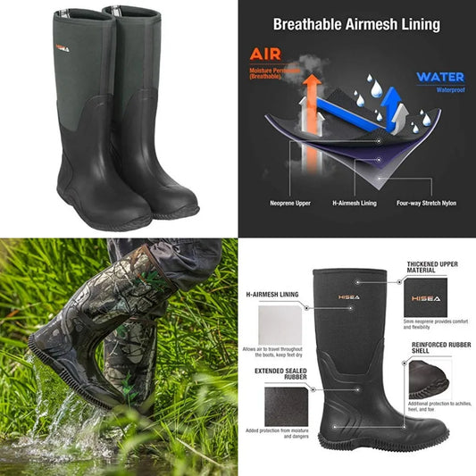Mens Rain Boots Waterproof Insulated Neoprene Outdoor Boots