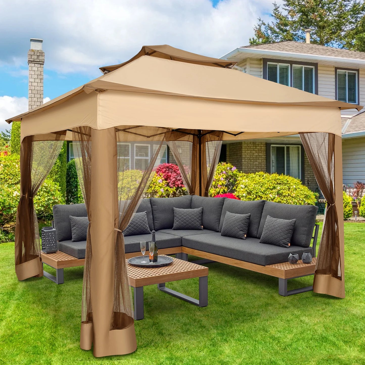 COBIZI Gazebo With Mosquito Netting And Ventilated Roof